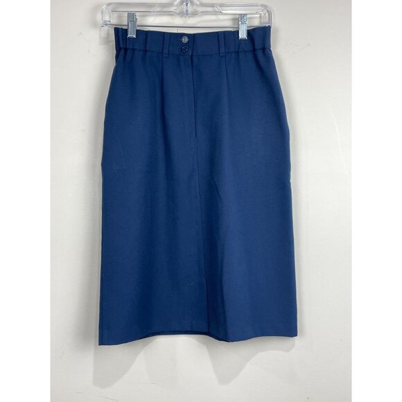 VTG Counterparts Pencil Skirt Womens 6 Navy Made in USA  Pleated Pockets Career - Picture 2 of 4
